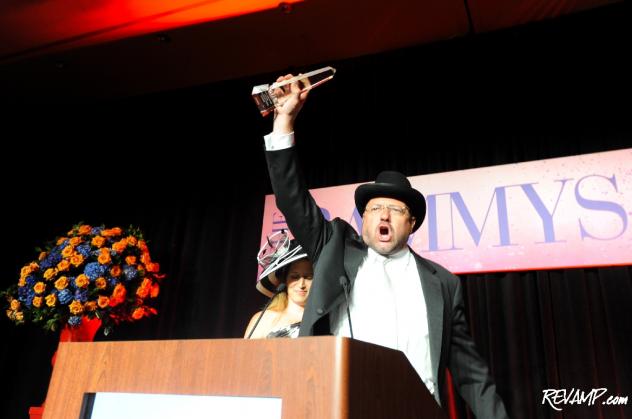 Jeff Black enthusiastically thanks the industry-centric crowd during his acceptance speech for the "Restaurateur of the Year" award.